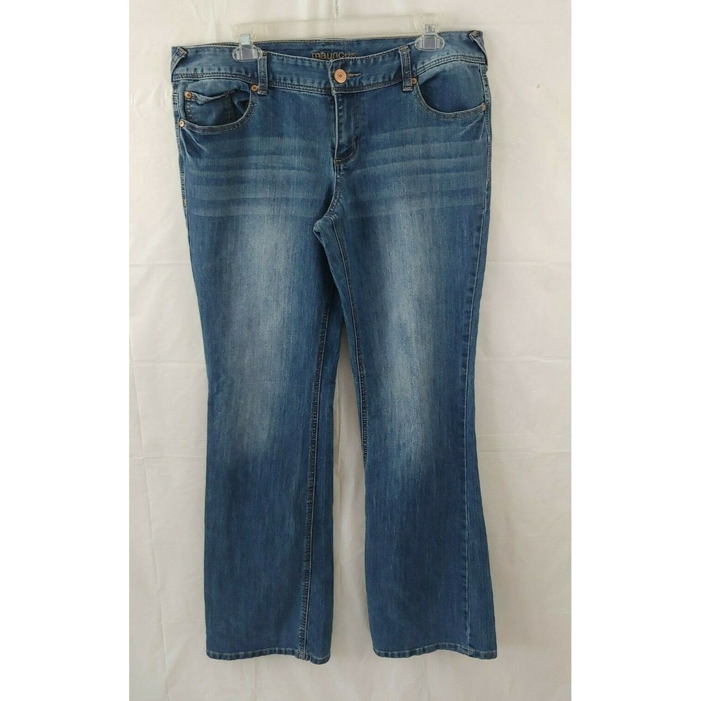Maurices Womens Jeans Sz 11 12 Long Medium Wash Sandblasted Bootcut